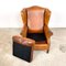 Vintage Cognac Sheep Leather Wingback Armchair 13