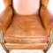 Vintage Cognac Sheep Leather Wingback Armchair 9