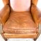 Vintage Cognac Sheep Leather Wingback Armchair, Image 9