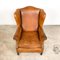 Vintage Cognac Sheep Leather Wingback Armchair, Image 6
