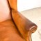 Vintage Cognac Sheep Leather Wingback Armchair, Image 8