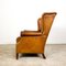 Vintage Cognac Sheep Leather Wingback Armchair, Image 4