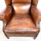 Vintage Dark Brown Sheep Leather Wingback Armchair 21