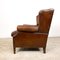 Vintage Dark Brown Sheep Leather Wingback Armchair 11