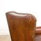 Vintage Dark Brown Sheep Leather Wingback Armchair 6