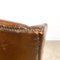 Poltrona alata in pelle di pecora marrone scura vintage, Immagine 8