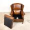 Vintage Dark Brown Sheep Leather Wingback Armchair 25