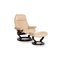 Sunrise Cream Leather Armchair and Stool from Stressless, Set of 2 1