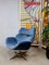 Silla giratoria vintage de terciopelo azul de Enrico Wallès Romefa para Draaifauteuil, Imagen 5