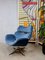 Vintage Blue Velvet Swivel Chair by Enrico Wallès Romefa for Draaifauteuil 5