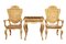 20th Century Burr Birch Game Table and Armchairs, Set of 3, Image 1