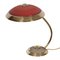 Brass Desk Lamp with Faded Red Detail from HELO Leuchten, 1950s 5