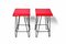 Iron Frame Stools with Vinyl Seats, Hungary, 1960s, Set of 2 3