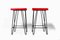 Iron Frame Stools with Vinyl Seats, Hungary, 1960s, Set of 2 1
