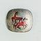 Mid-Century Silver Plated Brass Brooch with Red Transparent Enamel, 1970s, Image 1