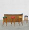 Juego de mueble bar, taburete de pared y taburete de bar vintage de bambú, años 60, Imagen 1