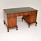 Large Vintage Walnut Leather Top Pedestal Desk, Image 12