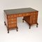 Large Vintage Walnut Leather Top Pedestal Desk, Image 2