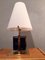 Table Lamp in Brass with Blue Glass Cubes and White Opaline Cone, 1990s 1