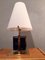 Table Lamp in Brass with Blue Glass Cubes and White Opaline Cone, 1990s, Image 1