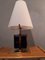 Table Lamp in Brass with Blue Glass Cubes and White Opaline Cone, 1990s 13
