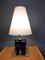 Table Lamp in Brass with Blue Glass Cubes and White Opaline Cone, 1990s 5