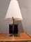 Table Lamp in Brass with Blue Glass Cubes and White Opaline Cone, 1990s 3