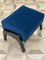 Art Deco Style Black Ebony, Blue Notte Velvet, and Beech Ottoman by Casa Botelho, Image 8