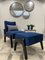 Art Deco Style Black Ebony, Blue Notte Velvet, and Beech Ottoman by Casa Botelho 6