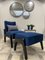 Ottomane Style Art Déco en Ébène Noir, Velours Bleu et Hêtre par Casa Botelho 6