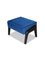 Art Deco Style Black Ebony, Blue Notte Velvet, and Beech Ottoman by Casa Botelho, Image 1