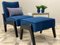 Art Deco Style Black Ebony, Beech Wood, and Blue Notte Velvet Atena Chair by Casa Botelho, Image 6