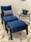 Art Deco Style Black Ebony, Beech Wood, and Blue Notte Velvet Atena Chair by Casa Botelho 10