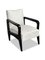 Art Deco Inspired Atena Armchair in Walnut Black Ebony & Ivory Leather by Casa Botelho, Image 1