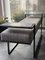 Industrial Style Eros Bench in Blackened Steel, Marble Tray & Jasper Fabric by Casa Botelho 2