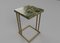 Art Deco Inspired Elio II Slim Side Table Squared Brass Tint & Marble Surface by Casa Botelho 2