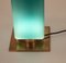 Große Grüne Mid-Century Glas & Messing Tischlampe von Metalarte 3