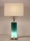 Mid-Century Large Green Glass and Brass Table Lamp from Metalarte 1