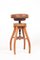 Adjustable Artist's Stool in Oak and Patinated Leather, 1930s, Image 3