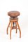 Adjustable Artist's Stool in Oak and Patinated Leather, 1930s 2