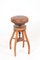 Adjustable Artist's Stool in Oak and Patinated Leather, 1930s, Image 2