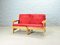 Sofas in Red Rib Fabric and Oak by Aksel Dahl for KP Møbler, 1970s, Set of 3 4