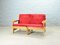 Sofas in Red Rib Fabric and Oak by Aksel Dahl for KP Møbler, 1970s, Set of 3, Image 4