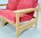 Sofas in Red Rib Fabric and Oak by Aksel Dahl for KP Møbler, 1970s, Set of 3 15