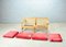 Sofas in Red Rib Fabric and Oak by Aksel Dahl for KP Møbler, 1970s, Set of 3 17