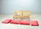 Sofas in Red Rib Fabric and Oak by Aksel Dahl for KP Møbler, 1970s, Set of 3, Image 17