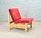 Sofas in Red Rib Fabric and Oak by Aksel Dahl for KP Møbler, 1970s, Set of 3 11