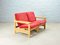 Sofas in Red Rib Fabric and Oak by Aksel Dahl for KP Møbler, 1970s, Set of 3 5