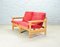 Sofas in Red Rib Fabric and Oak by Aksel Dahl for KP Møbler, 1970s, Set of 3, Image 3