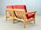 Sofas in Red Rib Fabric and Oak by Aksel Dahl for KP Møbler, 1970s, Set of 3 8